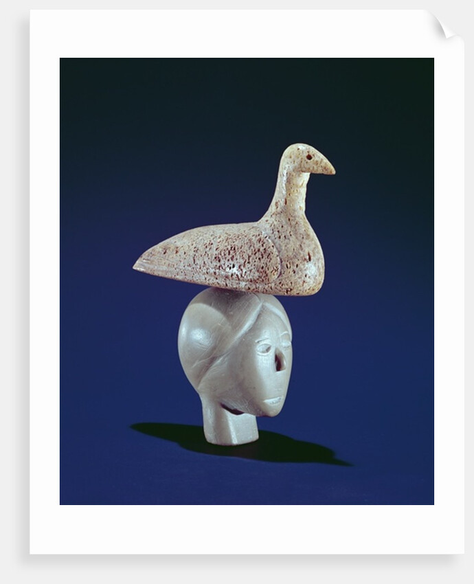 Woman thinking of a Loon bird, from Cape Dorset by School Inuit