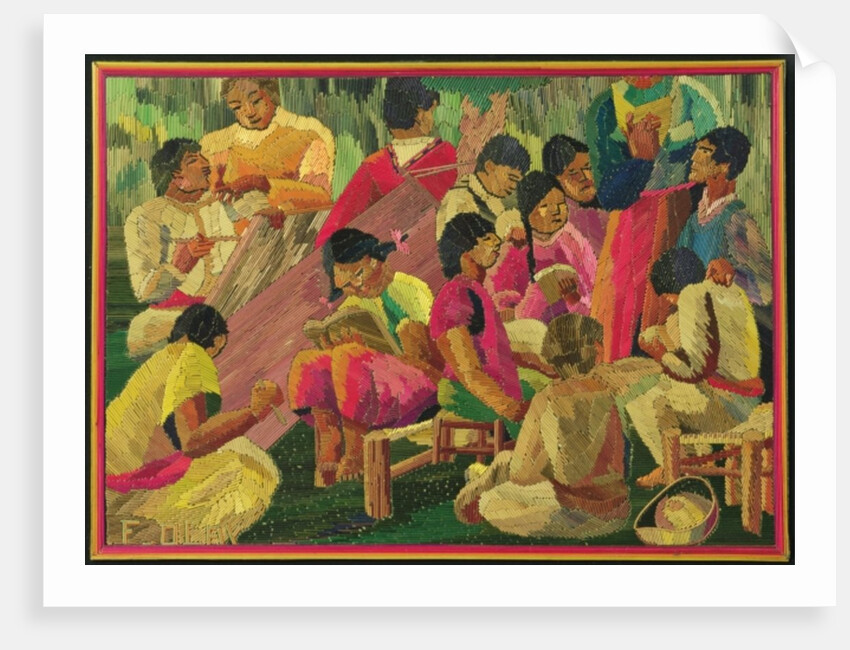 Mexican village scene by Mexican School