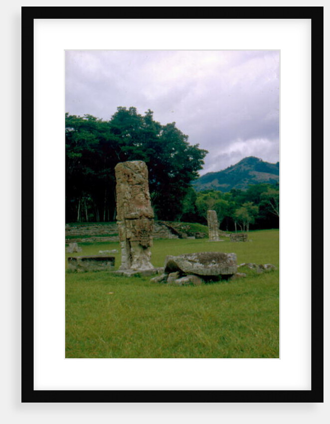 Stele in forecourt of Central Plaza by Mayan Mayan
