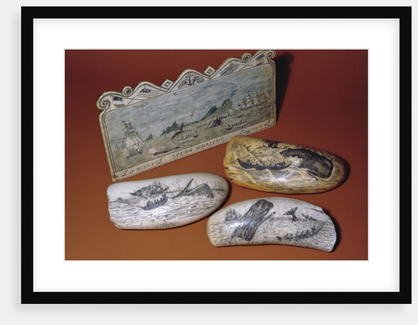 Whaling scrimshaw by American School