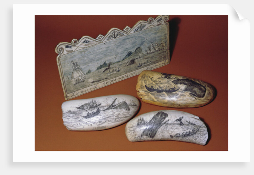 Whaling scrimshaw by American School