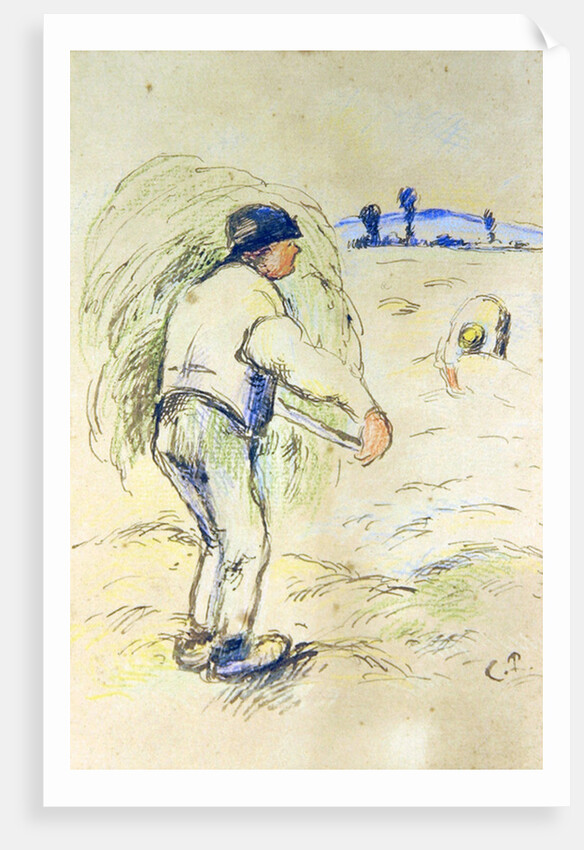 Peasants haymaking, c.1884 by Camille Pissarro