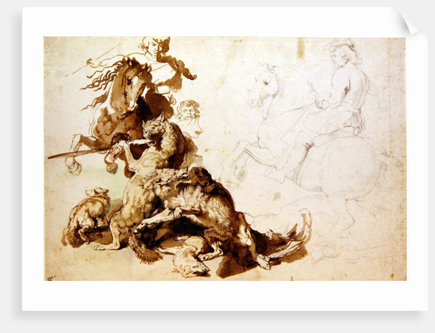 Sketch for a Wolf Hunt by Peter Paul Rubens