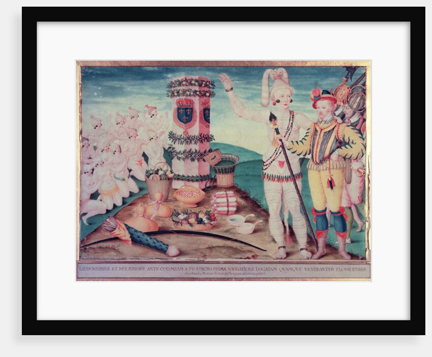 Rene Goulaine de Laudonniere and Chief Athore in front of Ribault's Column, c.1570 by Jacques (1533-88) Le Moyne