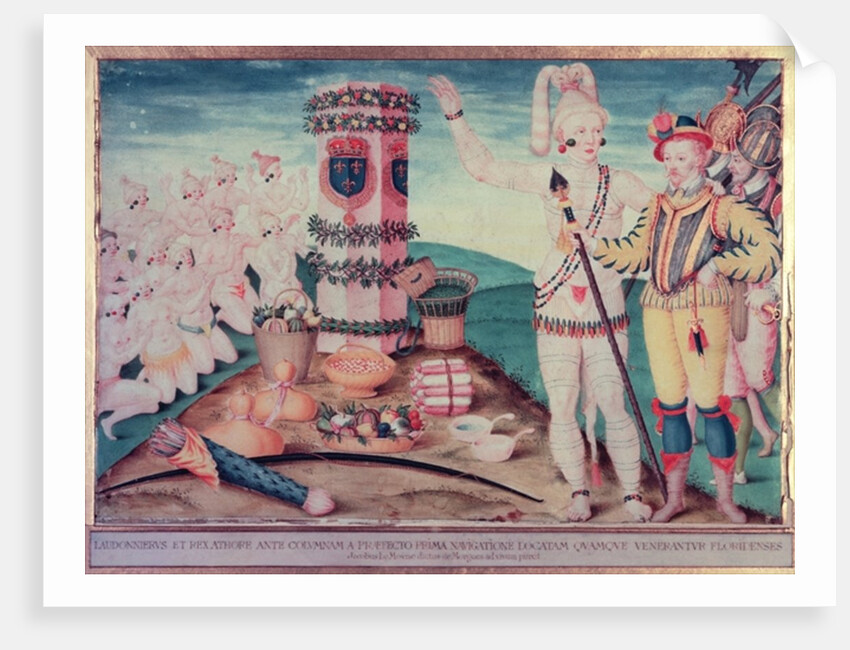 Rene Goulaine de Laudonniere and Chief Athore in front of Ribault's Column, c.1570 by Jacques (1533-88) Le Moyne