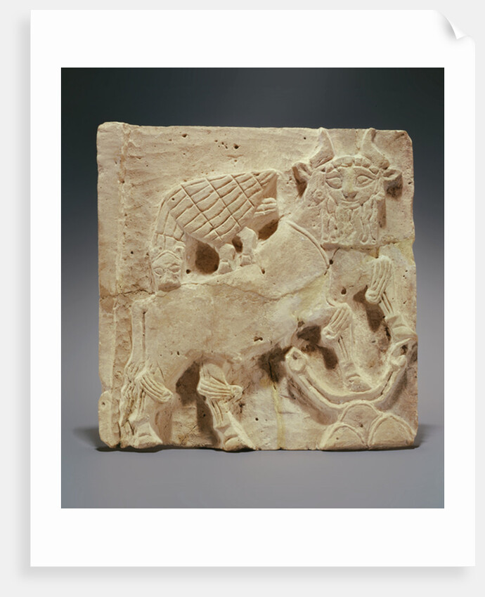 Plaque depicting a lion attacking a bull, from Iraq, c.2000 BC by Sumerian Sumerian