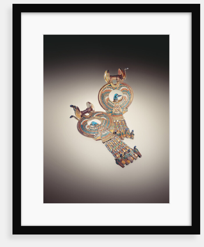 Earrings with hybrid birds with wings of falcons and heads of ducks by Egyptian 18th Dynasty
