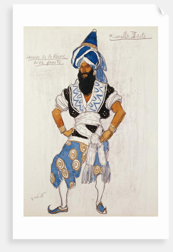 Queen's servant costume design for 'Pisanella', 1913 by Leon Bakst