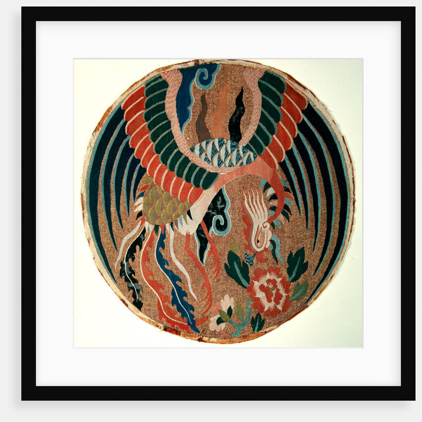 Roundel with feng-huang and tree peony by School Chinese