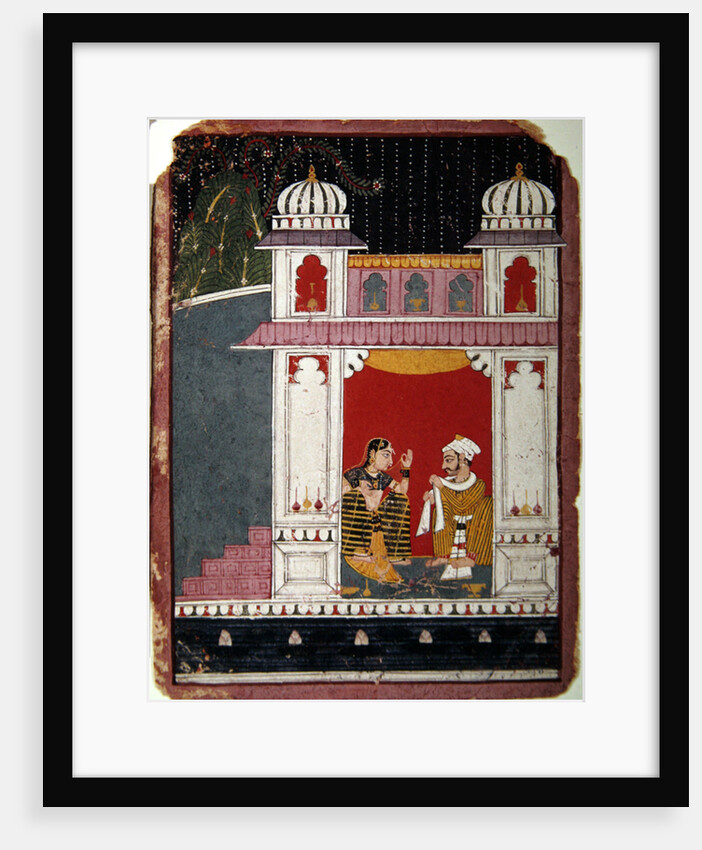 Heroine and her lover in a pavilion, c.1640-50 by Indian School