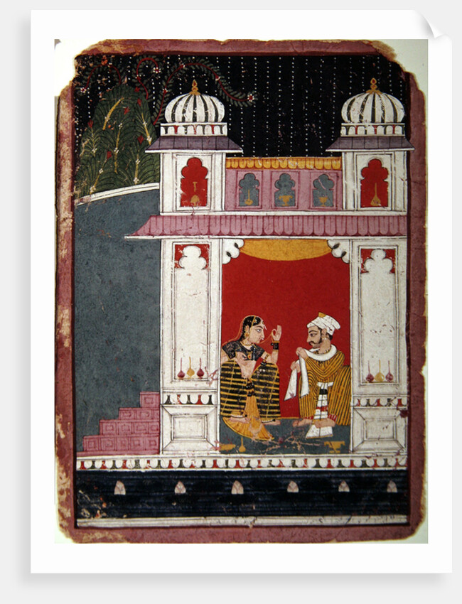 Heroine and her lover in a pavilion, c.1640-50 by Indian School