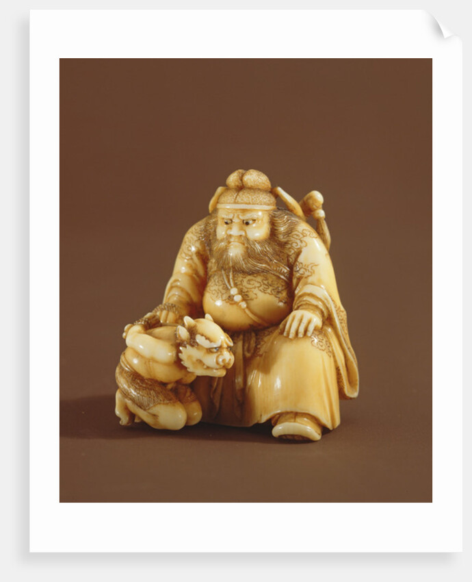 Netsuke in the form of a demon queller and a small demon, Meiji Period by Tokoku Tokoku