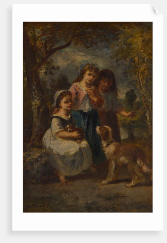 Three Little Girls, c.1870 by Narcisse Virgile Diaz de la Pena