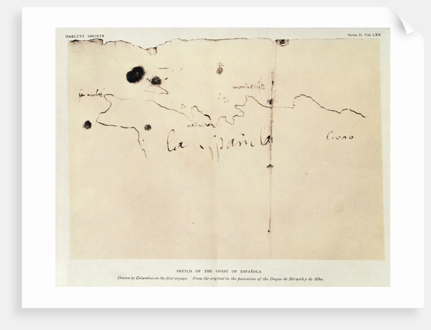 Sketch of the coast of Espanola, drawn by Columbus on the first voyage by Christopher Columbus
