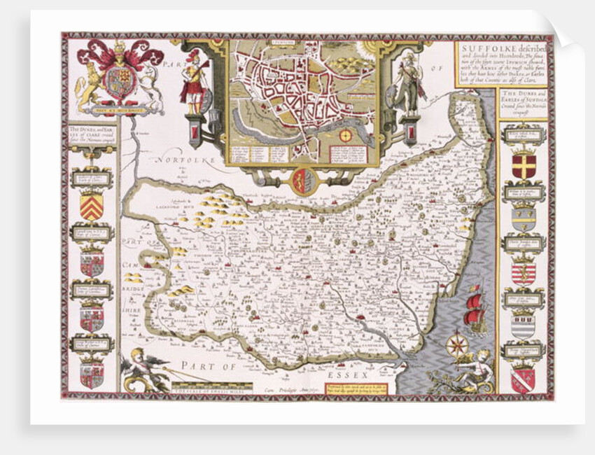 Suffolk and the situation of Ipswich by John Speed