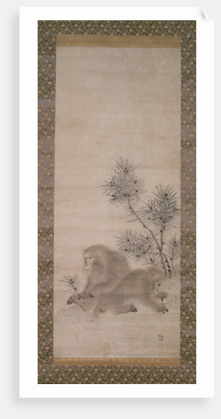 Monkeys with pine saplings and butterfly, c.1800 by Sosen Mori