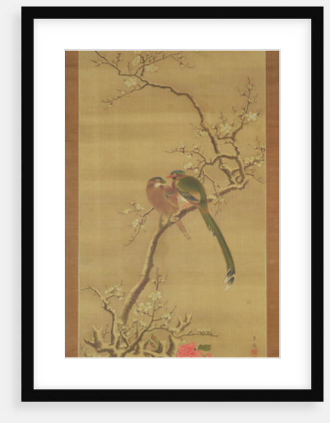 Birds on a snowy bough by Japanese School