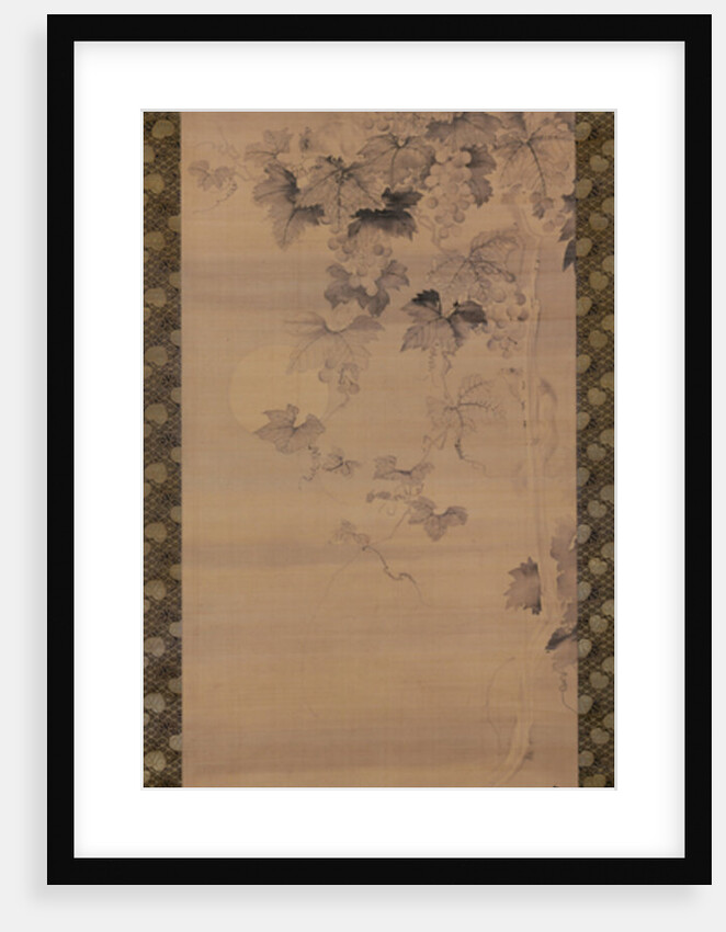 Squirrel on grape vine in moonlight by Japanese School