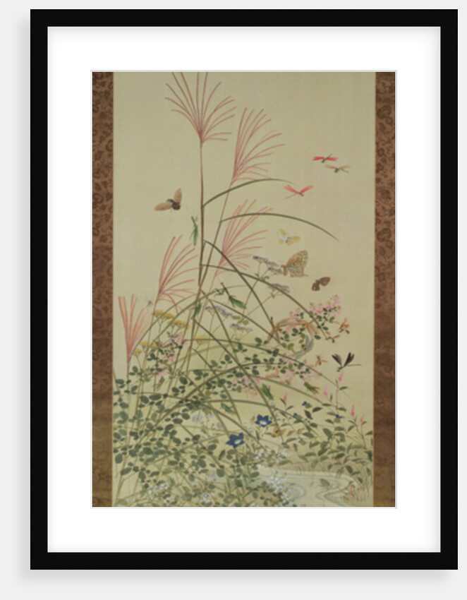 Autumn flowers and insects by a stream, 1910 by Bunrei Maekawa