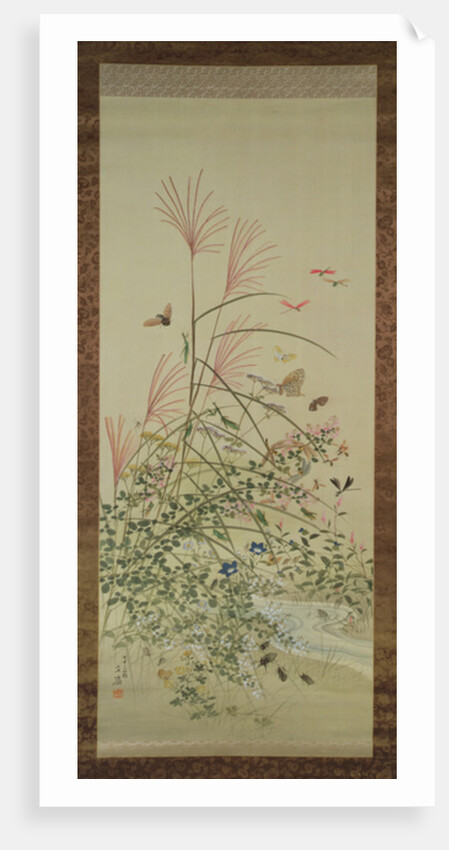 Autumn flowers and insects by a stream, 1910 by Bunrei Maekawa