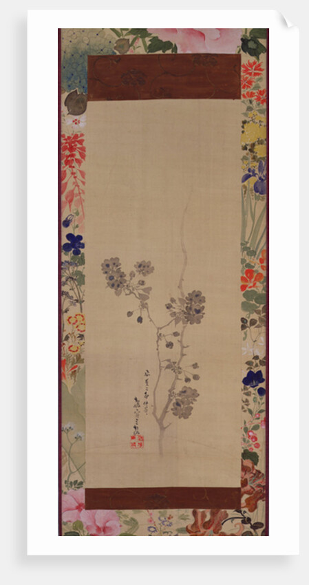Cherry blossoms with painted mount, 1855 by Japanese School
