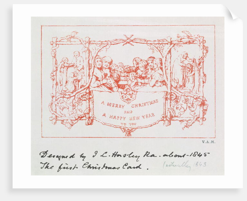 The first Christmas card, by J.C.Horsley, 1843 by John Callcott Horsley