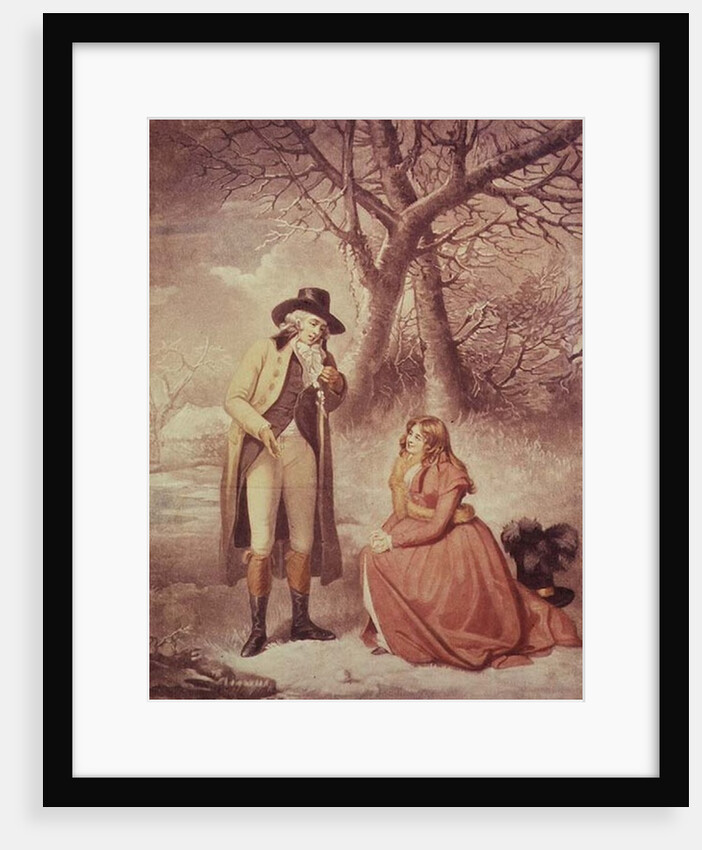 Gentleman and woman in a wintry scene by George Morland