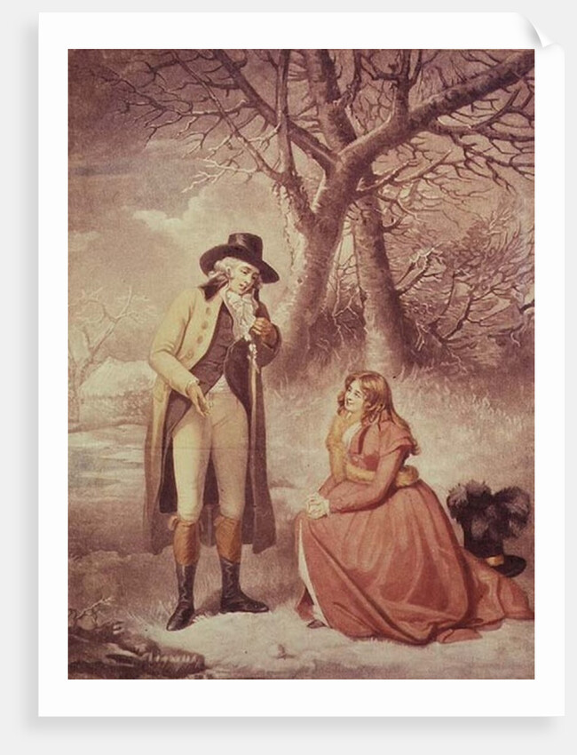Gentleman and woman in a wintry scene by George Morland