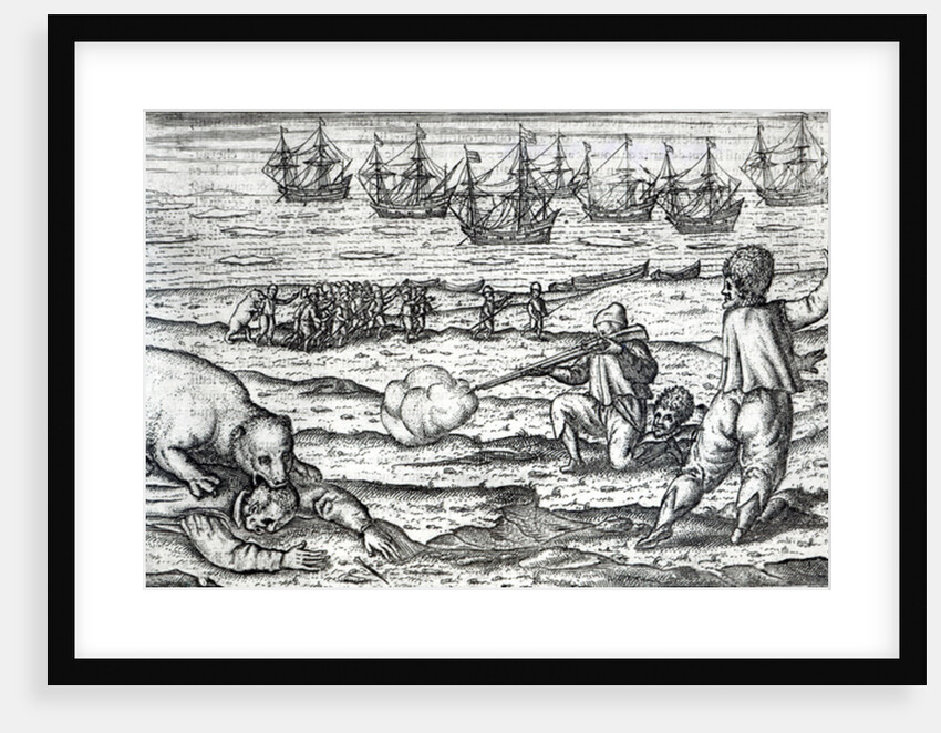 Sailors attacked by polar bears by Dutch School