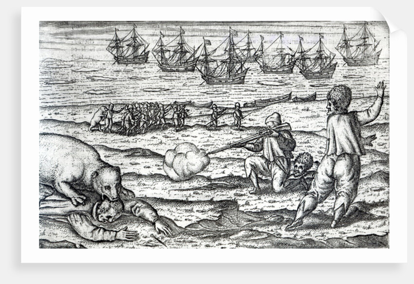 Sailors attacked by polar bears by Dutch School