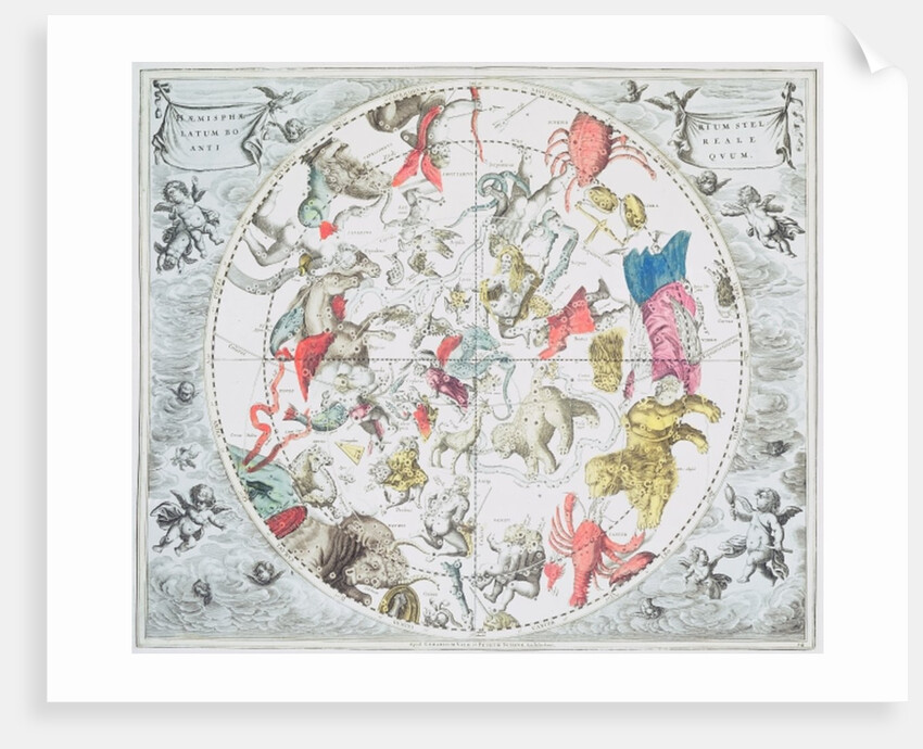 Celestial Planisphere Showing the Signs of the Zodiac by Andreas Cellarius
