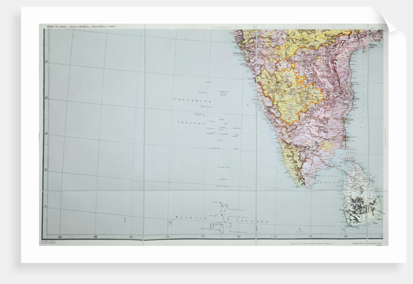 Map of Southern India, 1898 by English School