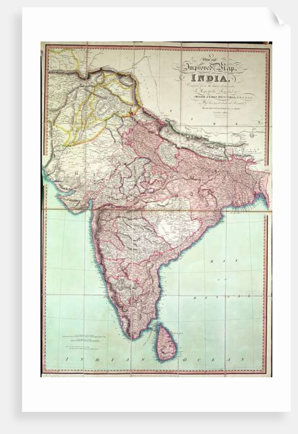 Improved Map of India published in London 1820 by English School