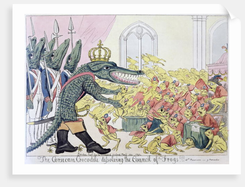 The Corsican Crocodile dissolving the Council of Frogs, 9th November 1799 by English School