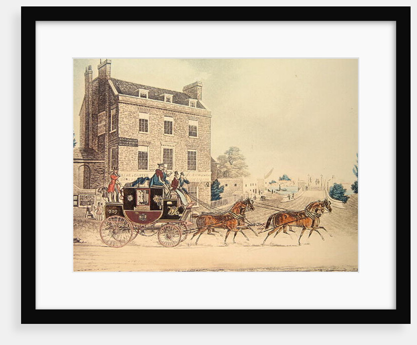 Quicksilver Royal Mail passing the Star and Garter at Kew Bridge, 1835 by James Pollard