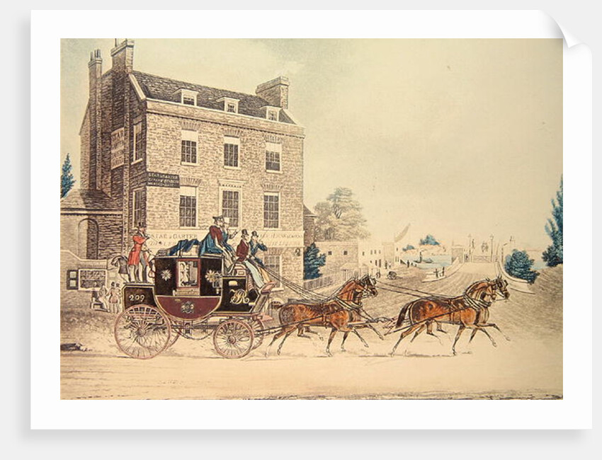 Quicksilver Royal Mail passing the Star and Garter at Kew Bridge, 1835 by James Pollard