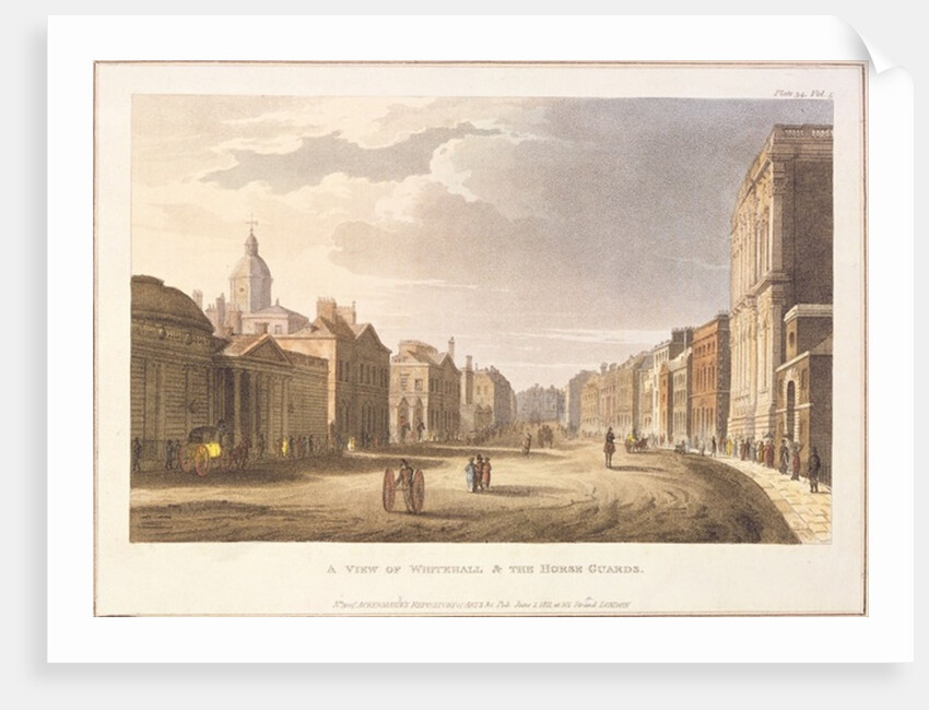A View of Whitehall and The Horse Guards, from Ackermann's Repository of Arts, 1st June 1811 by English School