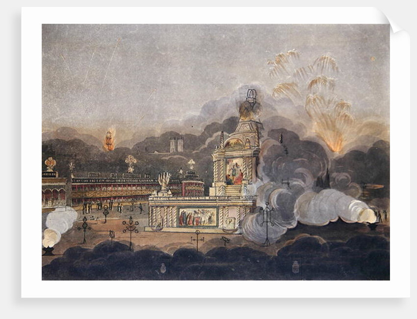 A View of the Temple of Concord in the Green Park, 1st August 1814 by Frederick (after) Calvert