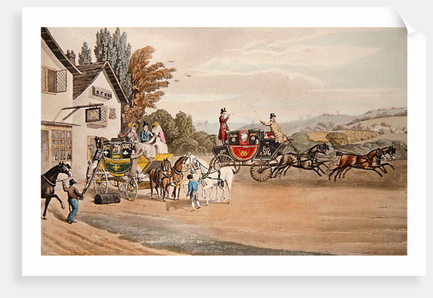 A London Mail and Stage Coach by Robert the Elder Havell