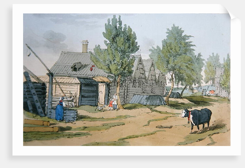 A Russian Village, 1804 by John Augustus Atkinson