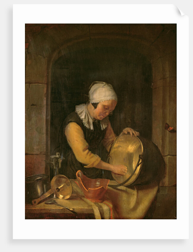 An Old Woman Scouring a Pot, c.1660 by Godfried Schalken or Schalcken