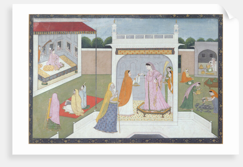 Palace Lady with her maids, Kangra, c.1790 by Indian School