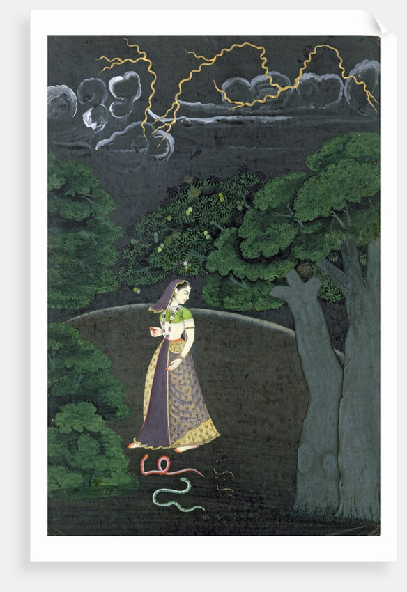 A lady on her way to a tryst, Guler, c.1760 by Indian School