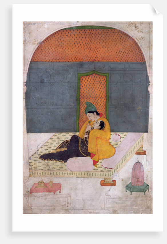 Lovers on a terrace, Garhwal, c.1780-1800 by Indian School