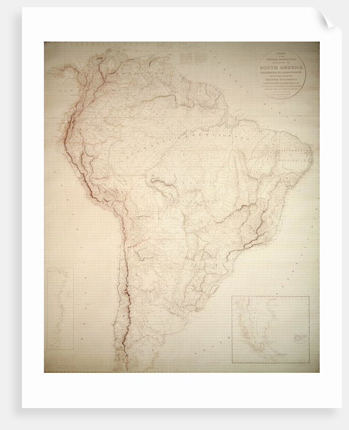 Outlines of the Physical and Political divisions of South America, 1810 by Aaron Arrowsmith