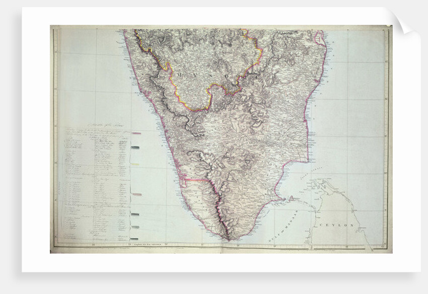Map of Southern India, 1816 by English School