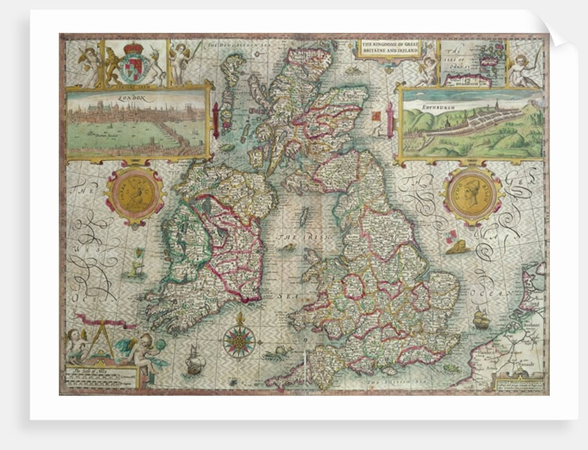 Map of the Kingdom of Great Britain and Ireland, 1610 by Jodocus Hondius