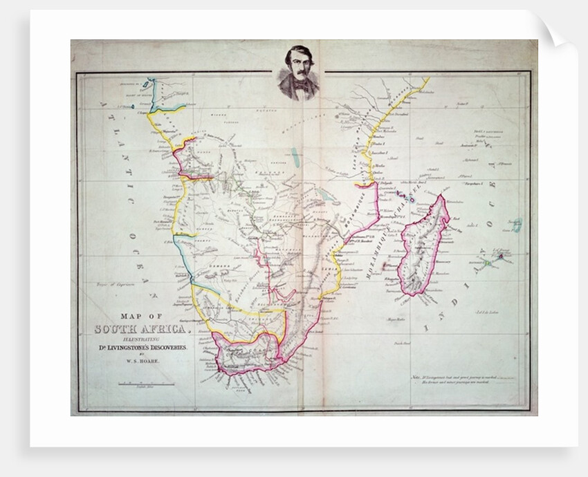 Map of South Africa illustrating Dr. Livingstone's discoveries by School English