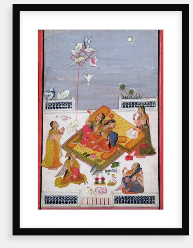 Ladies Watching Pigeons, 1770 by School Bundi