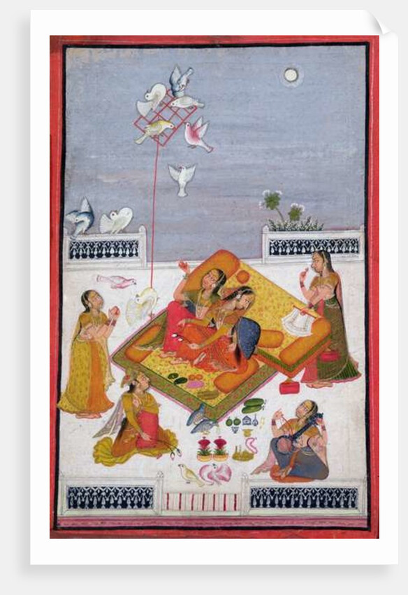 Ladies Watching Pigeons, 1770 by School Bundi